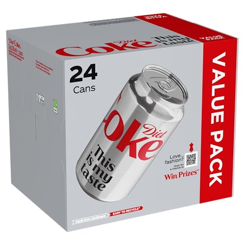 Diet Coke 330ml Can Cola - Pack of 24, Refreshing Soda Drink
