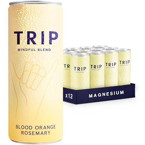 TRIP Blood Orange Sparkling Drink with Magnesium & Lion's Mane - Calorie-Free, Vegan, Pack of 12 x 250ml
