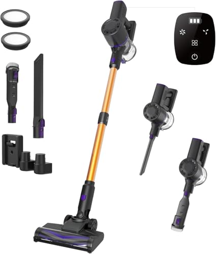 Vexilar V8Pro Cordless Vacuum: Upgraded Brush, 40Mins Runtime, 30Kpa Stick, Touch Screen, Lightweight for Hard Floor & Carpet