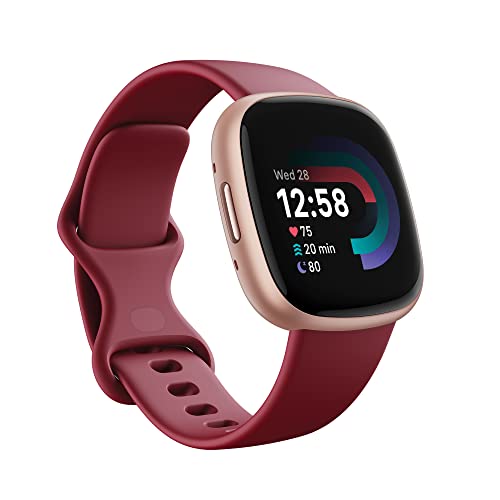 Fitbit Versa 4 Smartwatch: GPS, 6-Day Battery, iOS/Android - Beet/Copper Rose