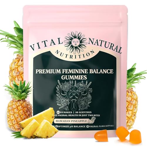 Balance Gummies for Women - Hawaiian Pineapple Flavor - Supports Vaginal Health, pH Balance & Immune Defense - Vegan - 60 Gummies