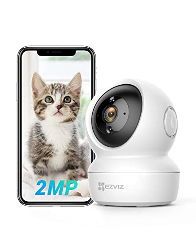 EZVIZ Indoor Camera with Pet & Baby Monitor, Motion Detection - Smart Night Vision, 2 Way Audio - Alexa Compatible - C6N WH