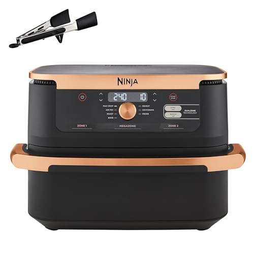 Ninja Foodi FlexDrawer Air Fryer 10.4L, Dual Zone, 7-in-1, Non-Stick, Dishwasher Safe - Black/Copper