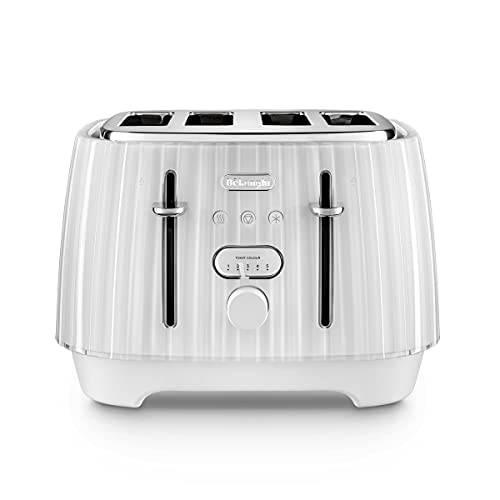 De'Longhi Ballerina 4 Slot Toaster - Reheat, 5 Settings, Defrost - White