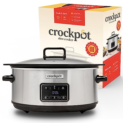 Crock-Pot Sizzle & Stew Slow Cooker | 6.5L | Induction Hob-Safe Bowl | Sears Meat & Veggies