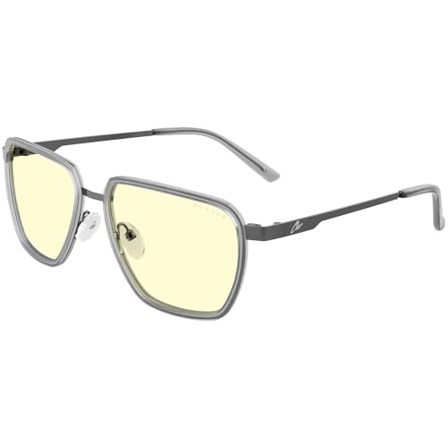 Gunnar Gaming Eyewear: CLIX Stone Amber Gunmetal, Amber Lens - Blocks 65% Blue Light - UV Protection - Blue Light Glasses