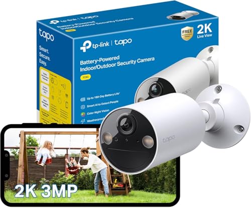 Tapo TC82 2K Battery Security Camera: Wireless, Colour Night Vision, AI Detection, IP65, Alexa & Google Compatible