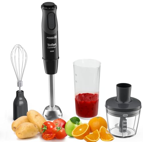 Tefal Optichef Hand Stick Blender: 20 Speeds, Powelix Blades, 1000W, 800ml Beaker, Chopper - Black
