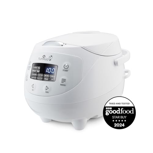 Yum Asia Panda Mini Rice Cooker - Ninja Ceramic Bowl - Fuzzy Logic - 4 Rice & Multicooker Functions - LED Display - Arctic White