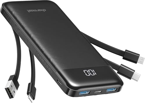 Charmast Power Bank 10000mAh USB C Battery Pack, 6 Outputs, 3 Inputs, LED Display, Portable Charger for Smartphones & Tablets