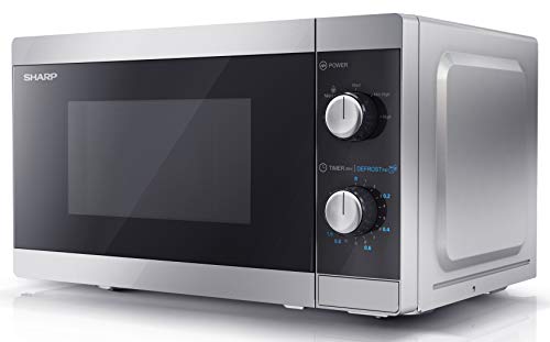 SHARP 20L Compact Microwave, 800W, 5 Power Levels, Defrost - Silver