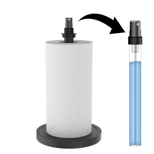 Manduoye Paper Towel Holder w/ Spray Bottle, One-Handed Operation, Non Slip Base - Countertop Kitchen & Bathroom Accessory