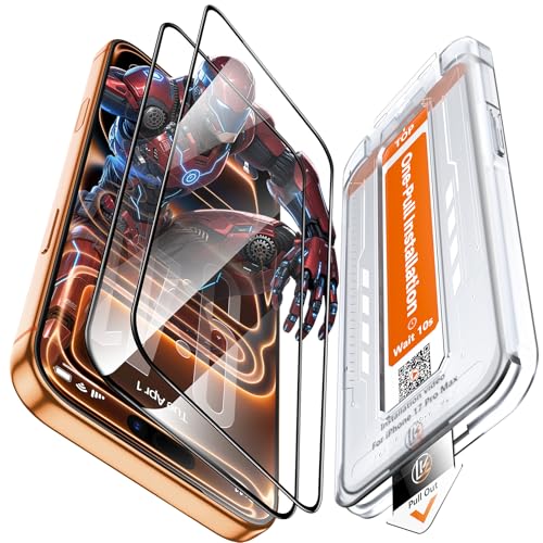 LK iPhone 17 Pro Max Screen Protector, HD Clear Tempered Glass, Anti-Scratch, 9H Hardness, Military Grade, Easy Install
