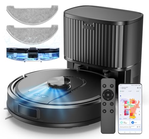 Vexilar Self-Emptying Robot Vacuum: Laser Navigation, 60 Days Hands-Free Cleaning, 6000Pa Suction for Floors, Carpets