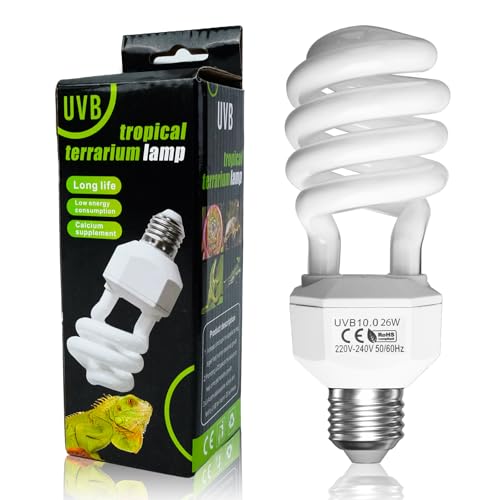 Bonlux 26W UVA UVB Light Bulb for Reptiles E27 Screw Base - Ideal for Amphibians, Snakes, Lizards, Turtles