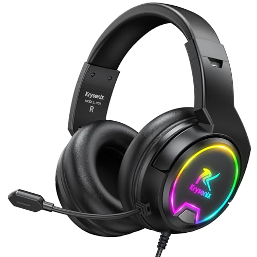 PG4 Gaming Headset: PC PS5 PS4 Switch 3.5mm Headphones with Mic, Surround Sound, LED Lights