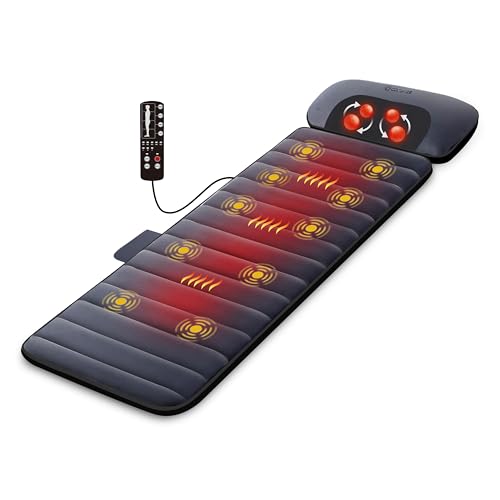 Comfier Massage Mat with Heat Pad, Full Body Shiatsu Massage Bed, Vibrating Motors, Heating Pads - Back Relief & Neck Massagers