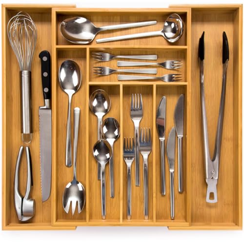 Budu Bamboo Cutlery Tray: Kitchen Drawer Organizer System