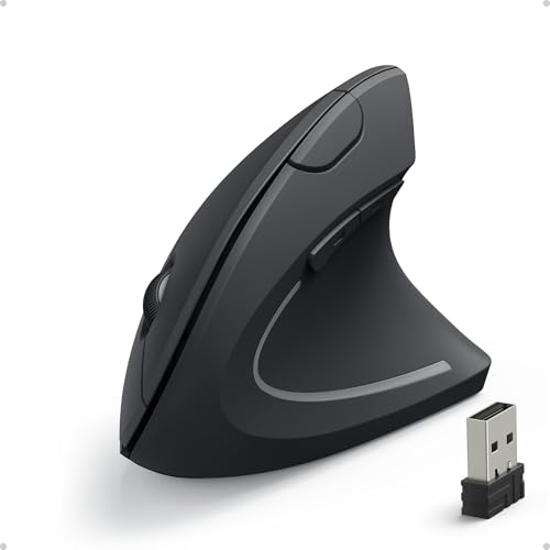 Anker Wireless Vertical Ergonomic Mouse, 800-1600 DPI, 5 Buttons, for Laptop, PC - Black