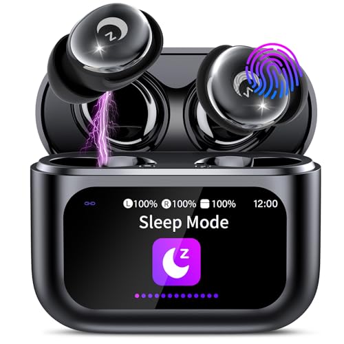 2025 Mini Sleep Wireless Earbuds, Smart Touch, Bluetooth 5.4, Noise Cancelling Mic, 48H Playtime, Hi-Fi Stereo, 5 EQ Modes, IP7 Waterproof, Black