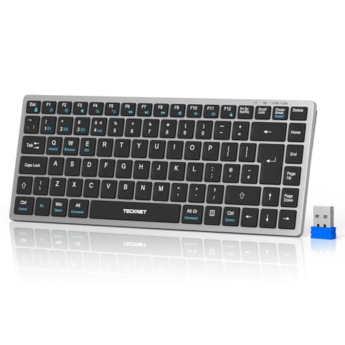 TECKNET Wireless Keyboard: Rechargeable Bluetooth for 4 Devices, Compact Mini Keypad, Silent Keys - Laptop, Phone, TV, Tablet
