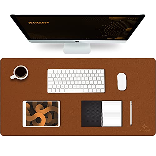 K KNODEL Large Leather Desk Mat - Mouse & Keyboard Pad - Desktop Protector - Writing Blotter - Brown, 80x40cm