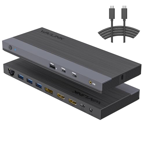 WAVLINK USB C Docking Station, Triple Display, 65W Charging, 8K@30Hz, HDMI, PD, USB 3.0, Ethernet