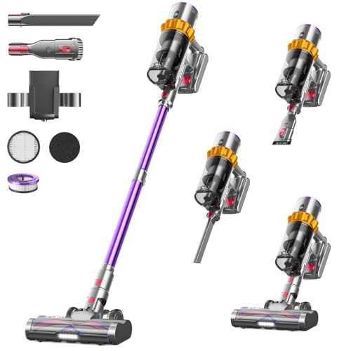 Wall-Mounted Cordless Vacuum 48Kpa 580W 60Min - Self-Standing, Touch Screen, Pet/Hardwood/Carpet - Rechargeable 1.5L Vacuum