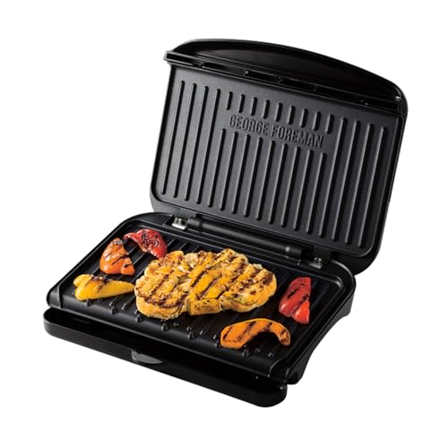 George Foreman Electric Fit Grill: Non-Stick Griddle Panini BBQ, Energy Saving, Easy Clean - Black, 1630W