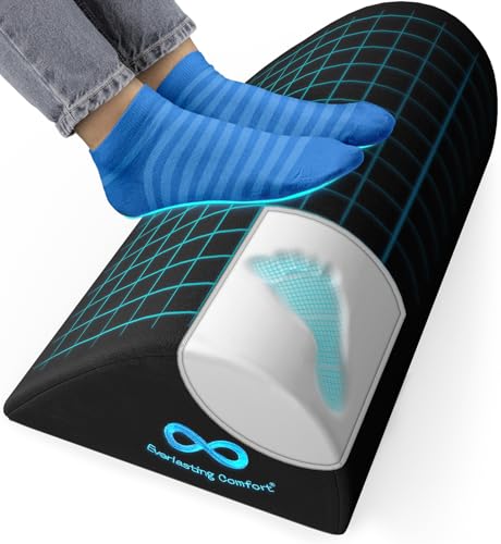Everlasting Comfort Foot Rest: Memory Foam, Washable Cover, Non Slip Base - Ergonomic Office & Home Footrest