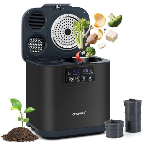 COSTWAY 4L Kitchen Electric Composter: Odourless Smart Bin, Activated Carbon Filters, Auto-Cleaning, LED Display