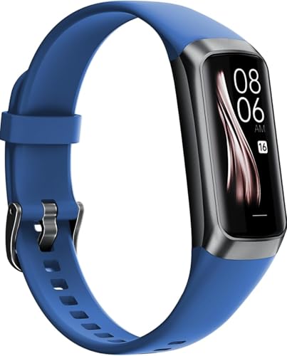 Brand Fitness Tracker: Heart Rate, Step Counter, 25 Sport Modes, IP68 Waterproof, 1.1" AMOLED Touch Screen - Android/iOS (Blue)