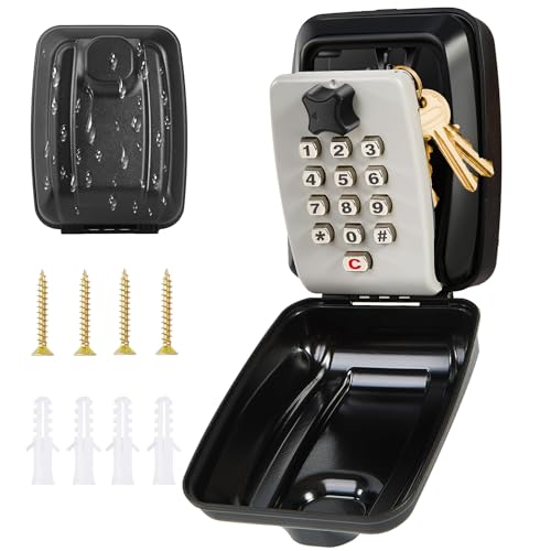 Unichefry Key Safe Wall Mount Box with Waterproof Cover - High Security Combination Lock for Home, Office, School