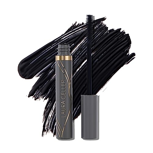 LAURA GELLER Waterproof Lengthening Mascara in Black - Defining, Curling, Buildable Formula - Innovative Brush - Eye Makeup
