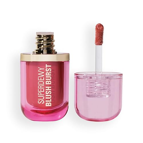 Revolution Superdewy Liquid Blush: Buildable Cheek Color with Peptides, Hyaluronic Acid, Vegan, Strawberry Milkshake Pink, 4.2ml
