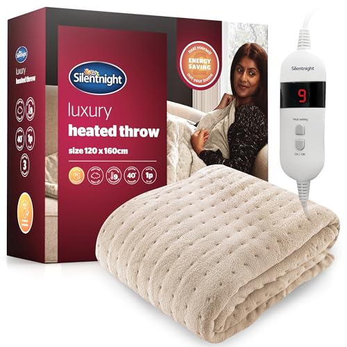 Silentnight Heated Throw Blanket - Luxury Fleece Overblanket, 9 Heat Settings, Fast Heat-up - Machine Washable - 120x160cm