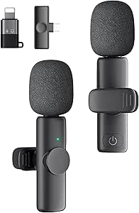 Mini Design Wireless Lavalier Mic for iPhone/Android - Noise Reduction, Ideal for Videos, Podcasts, YouTube, TikTok - Plug & Play
