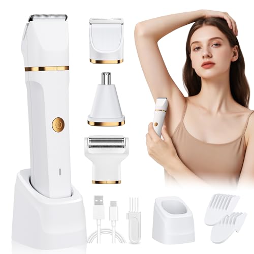 Waterproof 3-in-1 Lady Shaver for Women - Rechargeable, Painless Electric Foil Shaver - Body, Arms, Legs - Wet/Dry - Nose Trimmer