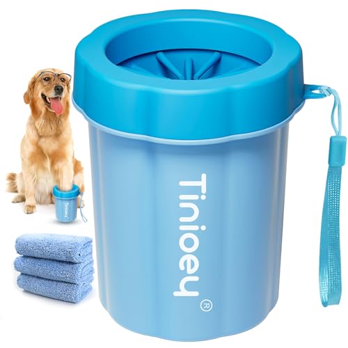 Tinioey Dog Paw Washer Cleaner for Muddy Paws, 3 Towels - Dog Walking Accessories