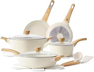 SENSARTE Ceramic Cookware Set, Non Stick Pots & Pans, 14-Piece Induction Kitchen Cooking, Healthy PFAS PTFE PFOA PFOS Free