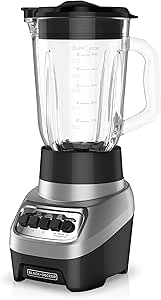 BLACK+DECKER PowerCrush Blender: 6-Cup Glass Jar, 4 Speeds, Silver