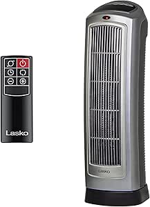 Lasko Ceramic Tower Heater: Adjustable Thermostat, Remote Control, Timer - 23 inch, 1500W