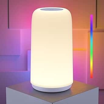 Brand Touch Bedside Lamp, Sleek RGB Dimmable LED for Bedroom