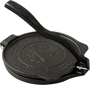 Victoria 8-Inch Cast Iron Tortilla Press: Commercial-Grade Roti Maker, Pataconera with Flaxseed Oil, Made in Colombia