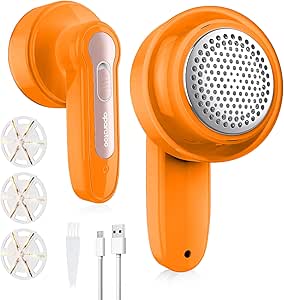 Portable Anti-Lint Fabric Shaver with 3 Blades, USB Rechargeable - Fast Fabric Defuzzer for Clothes, Sweaters, Blankets