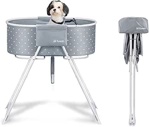Furesh Little Dipper Dog Bath Tub, Elevated & Portable for Small-Medium Pets, Indoor/Outdoor Grooming Station