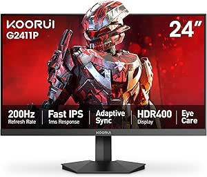 KOORUI 24-inch Gaming Monitor: 200Hz Fast IPS, FHD HDR400, Adaptive Sync