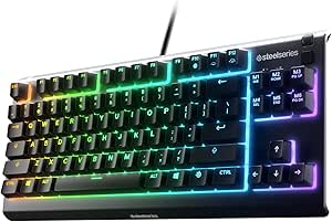 SteelSeries Apex 3 TKL Gaming Keyboard, Compact 8-Zone RGB, Quiet Switch