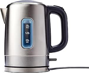 Amazon Basics Stainless Steel Kettle, BPA-Free, Fast Boiling, 1.1 Qt, 1500W, Black