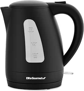 Elite Gourmet 1.7L Electric Tea Kettle 1500W, Fast Boil, BPA-Free